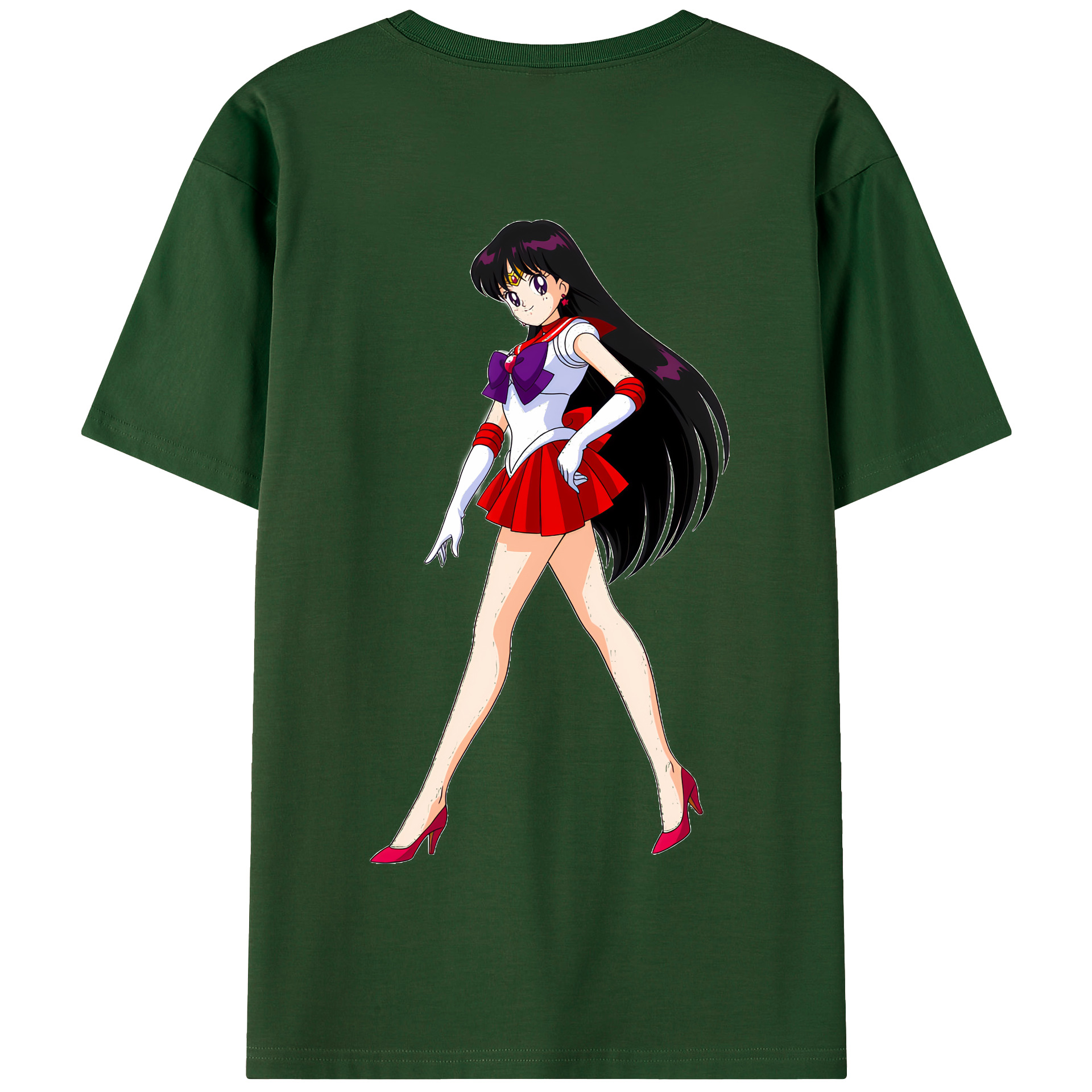 （画像用） 美少女戦士セーラームーン 火野レイ ひの レイ Sailor Moon Hino Rei （セーラーマーズ,Sailor Mars） 綿100％半袖Tシャツ（背面プリント）